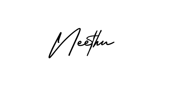 You should practise on your own different ways (AmerikaSignatureDemo-Regular) to write your name (Neethu) in signature. don't let someone else do it for you. Neethu signature style 3 images and pictures png