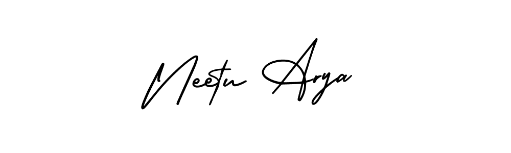 This is the best signature style for the Neetu Arya name. Also you like these signature font (AmerikaSignatureDemo-Regular). Mix name signature. Neetu Arya signature style 3 images and pictures png