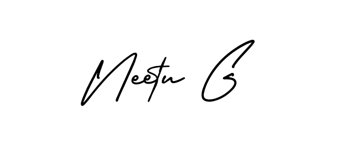 The best way (AmerikaSignatureDemo-Regular) to make a short signature is to pick only two or three words in your name. The name Neetu G include a total of six letters. For converting this name. Neetu G signature style 3 images and pictures png