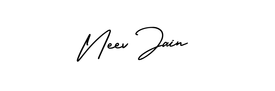The best way (AmerikaSignatureDemo-Regular) to make a short signature is to pick only two or three words in your name. The name Neev Jain include a total of six letters. For converting this name. Neev Jain signature style 3 images and pictures png