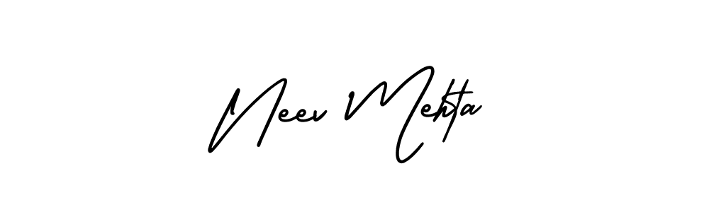 The best way (AmerikaSignatureDemo-Regular) to make a short signature is to pick only two or three words in your name. The name Neev Mehta include a total of six letters. For converting this name. Neev Mehta signature style 3 images and pictures png