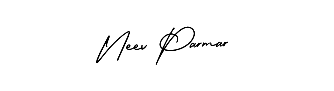 You should practise on your own different ways (AmerikaSignatureDemo-Regular) to write your name (Neev Parmar) in signature. don't let someone else do it for you. Neev Parmar signature style 3 images and pictures png