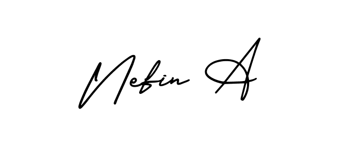 if you are searching for the best signature style for your name Nefin A. so please give up your signature search. here we have designed multiple signature styles  using AmerikaSignatureDemo-Regular. Nefin A signature style 3 images and pictures png