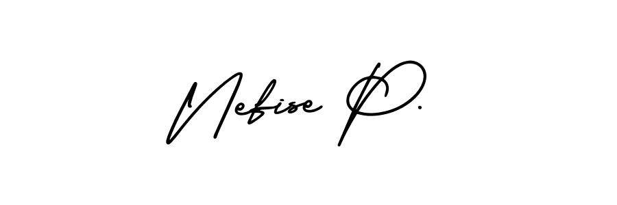 Nefise P. stylish signature style. Best Handwritten Sign (AmerikaSignatureDemo-Regular) for my name. Handwritten Signature Collection Ideas for my name Nefise P.. Nefise P. signature style 3 images and pictures png