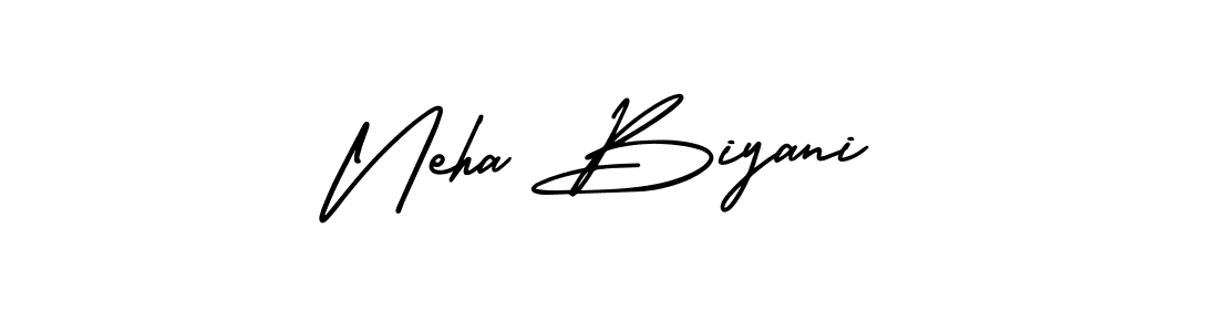 You should practise on your own different ways (AmerikaSignatureDemo-Regular) to write your name (Neha Biyani) in signature. don't let someone else do it for you. Neha Biyani signature style 3 images and pictures png