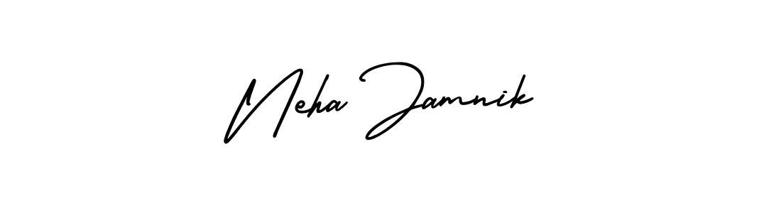 The best way (AmerikaSignatureDemo-Regular) to make a short signature is to pick only two or three words in your name. The name Neha Jamnik include a total of six letters. For converting this name. Neha Jamnik signature style 3 images and pictures png