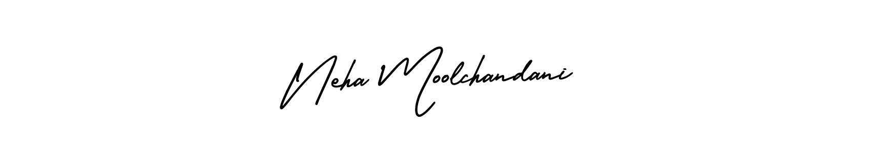 The best way (AmerikaSignatureDemo-Regular) to make a short signature is to pick only two or three words in your name. The name Neha Moolchandani include a total of six letters. For converting this name. Neha Moolchandani signature style 3 images and pictures png