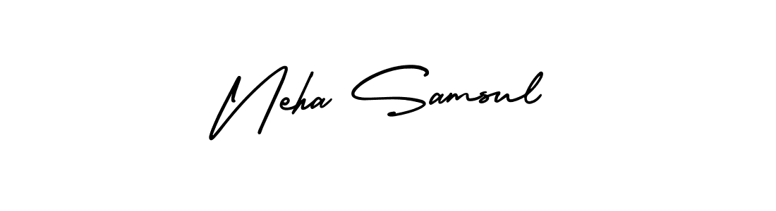 Similarly AmerikaSignatureDemo-Regular is the best handwritten signature design. Signature creator online .You can use it as an online autograph creator for name Neha Samsul. Neha Samsul signature style 3 images and pictures png