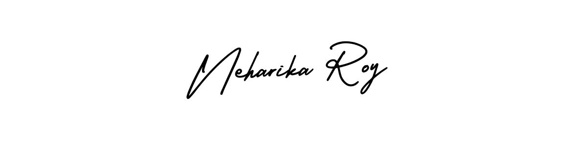 The best way (AmerikaSignatureDemo-Regular) to make a short signature is to pick only two or three words in your name. The name Neharika Roy include a total of six letters. For converting this name. Neharika Roy signature style 3 images and pictures png