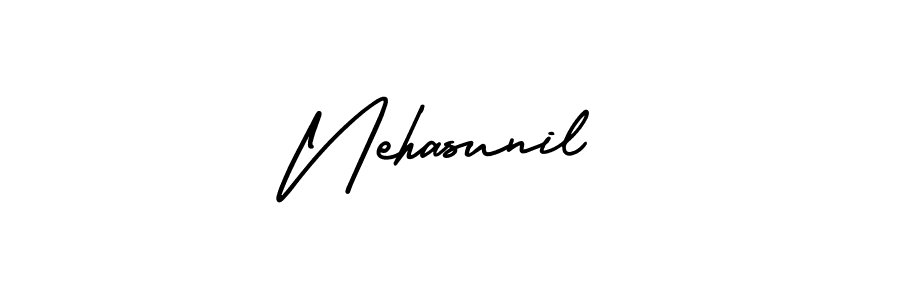Design your own signature with our free online signature maker. With this signature software, you can create a handwritten (AmerikaSignatureDemo-Regular) signature for name Nehasunil. Nehasunil signature style 3 images and pictures png