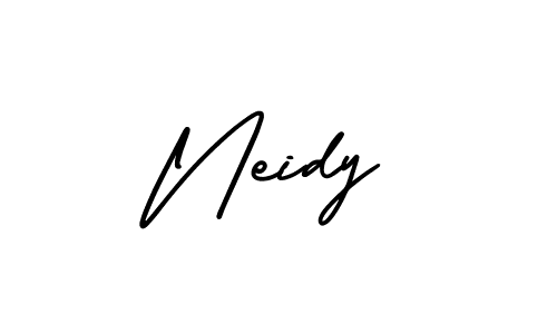The best way (AmerikaSignatureDemo-Regular) to make a short signature is to pick only two or three words in your name. The name Neidy include a total of six letters. For converting this name. Neidy signature style 3 images and pictures png