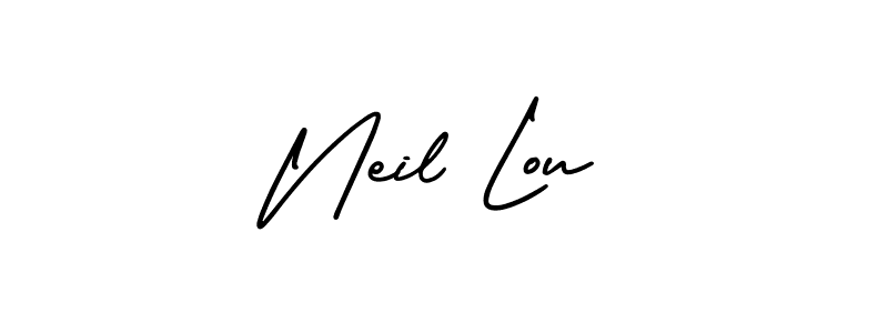 The best way (AmerikaSignatureDemo-Regular) to make a short signature is to pick only two or three words in your name. The name Neil Lou include a total of six letters. For converting this name. Neil Lou signature style 3 images and pictures png