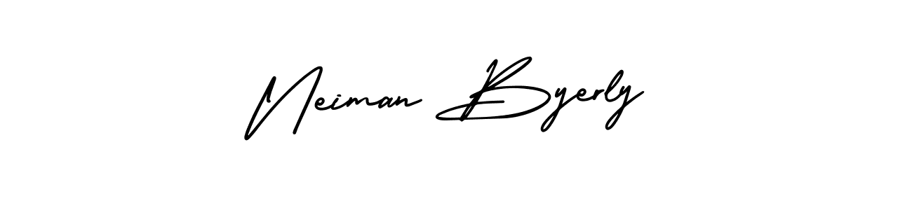 Make a beautiful signature design for name Neiman Byerly. With this signature (AmerikaSignatureDemo-Regular) style, you can create a handwritten signature for free. Neiman Byerly signature style 3 images and pictures png