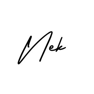 Use a signature maker to create a handwritten signature online. With this signature software, you can design (AmerikaSignatureDemo-Regular) your own signature for name Nek. Nek signature style 3 images and pictures png