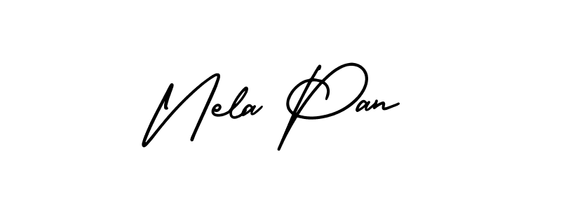 AmerikaSignatureDemo-Regular is a professional signature style that is perfect for those who want to add a touch of class to their signature. It is also a great choice for those who want to make their signature more unique. Get Nela Pan name to fancy signature for free. Nela Pan signature style 3 images and pictures png