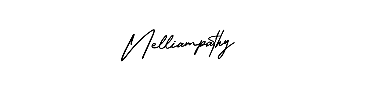 You should practise on your own different ways (AmerikaSignatureDemo-Regular) to write your name (Nelliampathy) in signature. don't let someone else do it for you. Nelliampathy signature style 3 images and pictures png