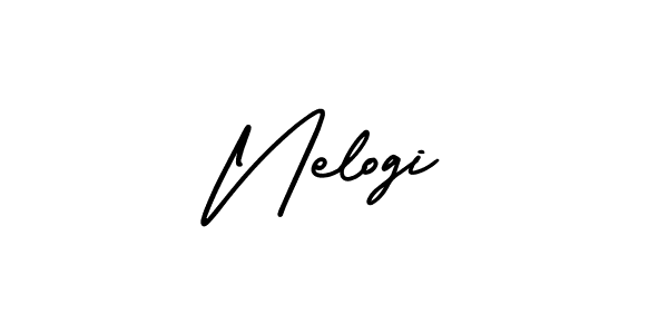 Use a signature maker to create a handwritten signature online. With this signature software, you can design (AmerikaSignatureDemo-Regular) your own signature for name Nelogi. Nelogi signature style 3 images and pictures png