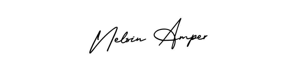 This is the best signature style for the Nelsin Amper name. Also you like these signature font (AmerikaSignatureDemo-Regular). Mix name signature. Nelsin Amper signature style 3 images and pictures png