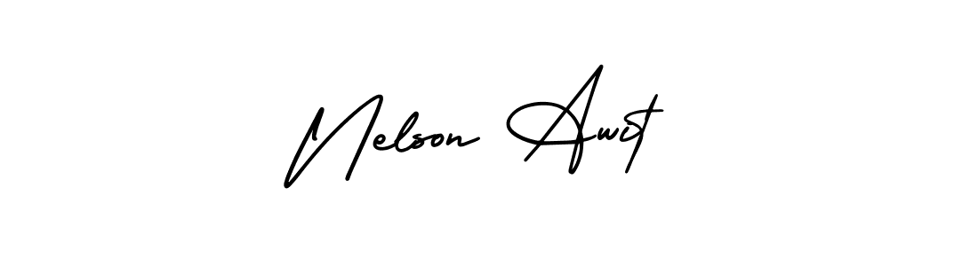 Similarly AmerikaSignatureDemo-Regular is the best handwritten signature design. Signature creator online .You can use it as an online autograph creator for name Nelson Awit. Nelson Awit signature style 3 images and pictures png