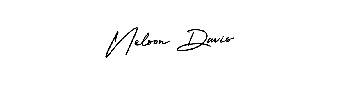 How to make Nelson Davis name signature. Use AmerikaSignatureDemo-Regular style for creating short signs online. This is the latest handwritten sign. Nelson Davis signature style 3 images and pictures png