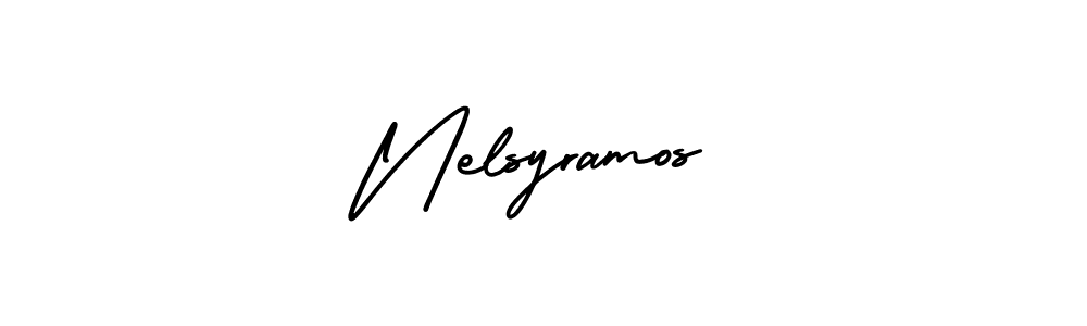 This is the best signature style for the Nelsyramos name. Also you like these signature font (AmerikaSignatureDemo-Regular). Mix name signature. Nelsyramos signature style 3 images and pictures png