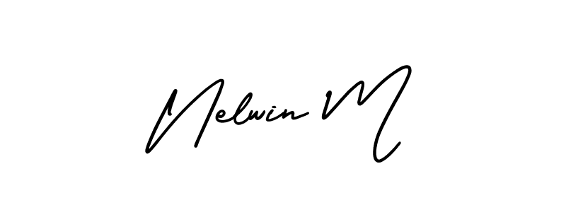 Use a signature maker to create a handwritten signature online. With this signature software, you can design (AmerikaSignatureDemo-Regular) your own signature for name Nelwin M. Nelwin M signature style 3 images and pictures png