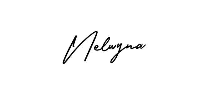 Nelwyna stylish signature style. Best Handwritten Sign (AmerikaSignatureDemo-Regular) for my name. Handwritten Signature Collection Ideas for my name Nelwyna. Nelwyna signature style 3 images and pictures png