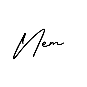 Use a signature maker to create a handwritten signature online. With this signature software, you can design (AmerikaSignatureDemo-Regular) your own signature for name Nem. Nem signature style 3 images and pictures png