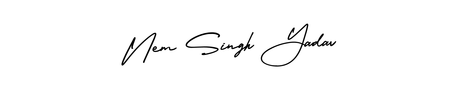 AmerikaSignatureDemo-Regular is a professional signature style that is perfect for those who want to add a touch of class to their signature. It is also a great choice for those who want to make their signature more unique. Get Nem Singh Yadav name to fancy signature for free. Nem Singh Yadav signature style 3 images and pictures png