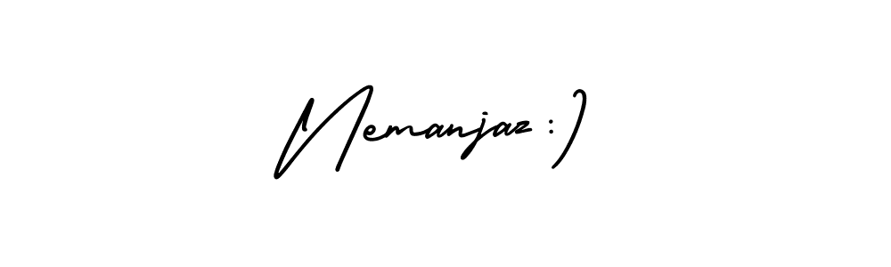 Nemanjaz:) stylish signature style. Best Handwritten Sign (AmerikaSignatureDemo-Regular) for my name. Handwritten Signature Collection Ideas for my name Nemanjaz:). Nemanjaz:) signature style 3 images and pictures png