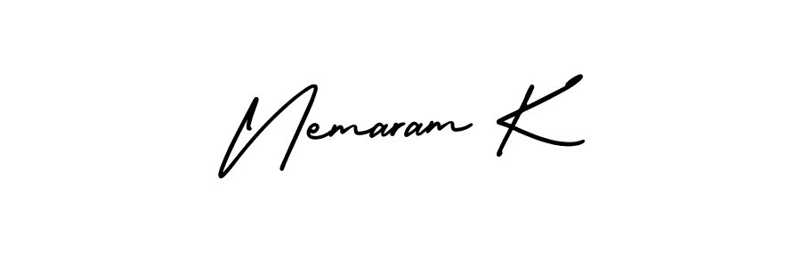 Also You can easily find your signature by using the search form. We will create Nemaram K name handwritten signature images for you free of cost using AmerikaSignatureDemo-Regular sign style. Nemaram K signature style 3 images and pictures png