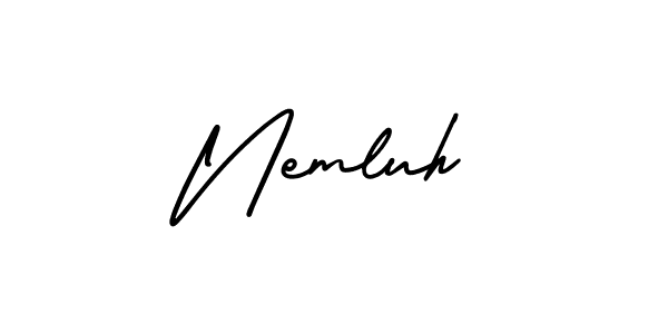 How to make Nemluh name signature. Use AmerikaSignatureDemo-Regular style for creating short signs online. This is the latest handwritten sign. Nemluh signature style 3 images and pictures png