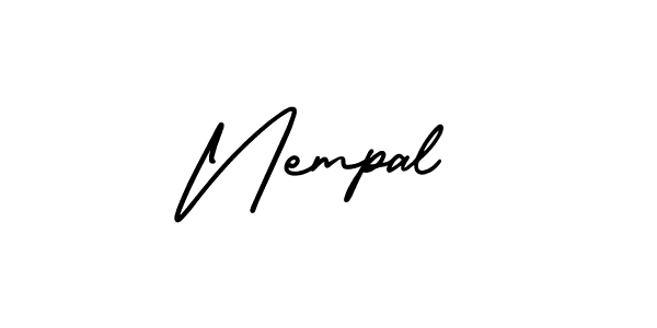 Nempal stylish signature style. Best Handwritten Sign (AmerikaSignatureDemo-Regular) for my name. Handwritten Signature Collection Ideas for my name Nempal. Nempal signature style 3 images and pictures png