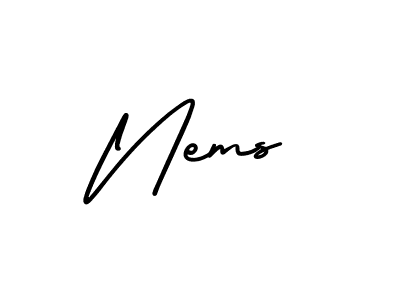 How to make Nems signature? AmerikaSignatureDemo-Regular is a professional autograph style. Create handwritten signature for Nems name. Nems signature style 3 images and pictures png