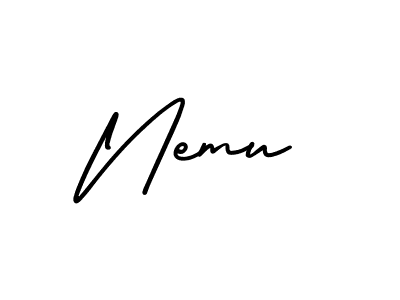 Use a signature maker to create a handwritten signature online. With this signature software, you can design (AmerikaSignatureDemo-Regular) your own signature for name Nemu. Nemu signature style 3 images and pictures png