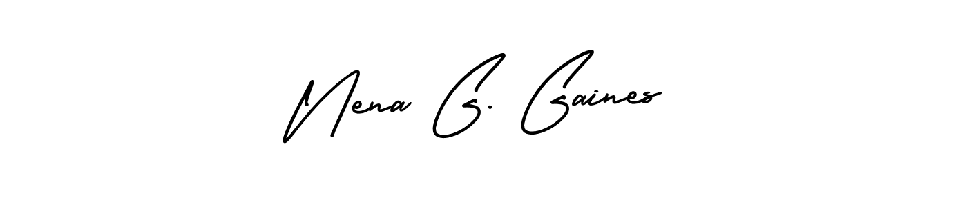 You should practise on your own different ways (AmerikaSignatureDemo-Regular) to write your name (Nena G. Gaines) in signature. don't let someone else do it for you. Nena G. Gaines signature style 3 images and pictures png