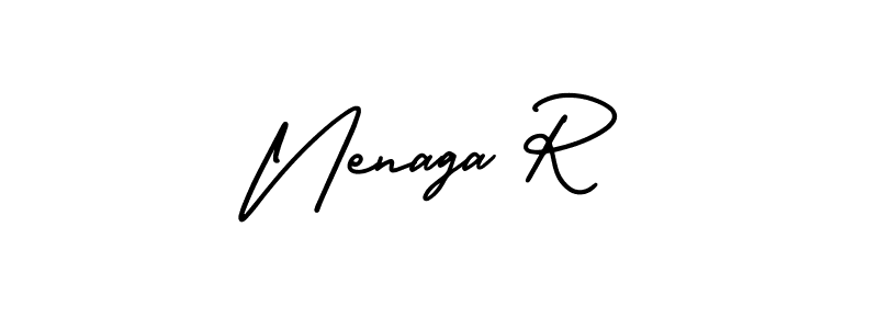 The best way (AmerikaSignatureDemo-Regular) to make a short signature is to pick only two or three words in your name. The name Nenaga R include a total of six letters. For converting this name. Nenaga R signature style 3 images and pictures png
