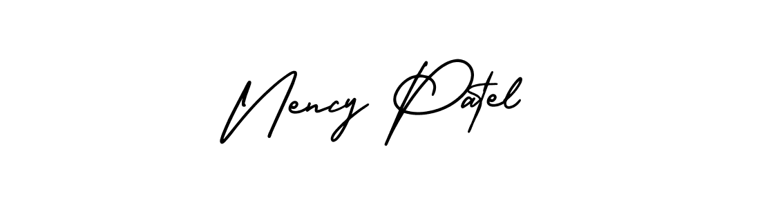 The best way (AmerikaSignatureDemo-Regular) to make a short signature is to pick only two or three words in your name. The name Nency Patel include a total of six letters. For converting this name. Nency Patel signature style 3 images and pictures png