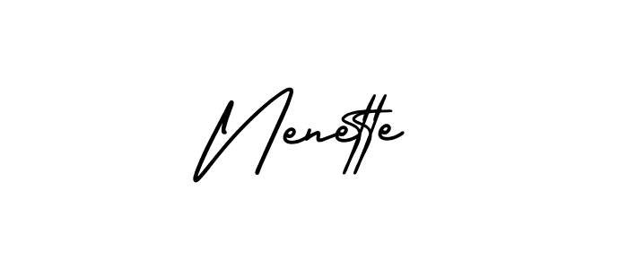 You should practise on your own different ways (AmerikaSignatureDemo-Regular) to write your name (Nenette) in signature. don't let someone else do it for you. Nenette signature style 3 images and pictures png