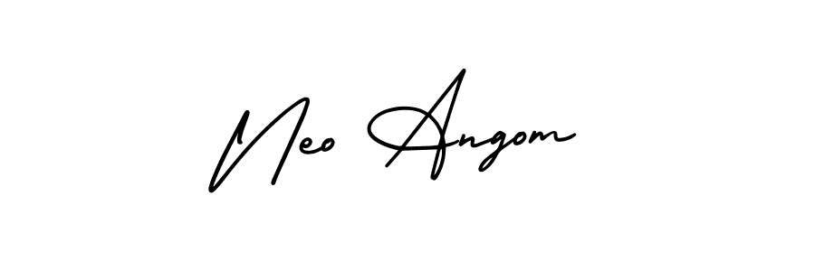 How to make Neo Angom name signature. Use AmerikaSignatureDemo-Regular style for creating short signs online. This is the latest handwritten sign. Neo Angom signature style 3 images and pictures png