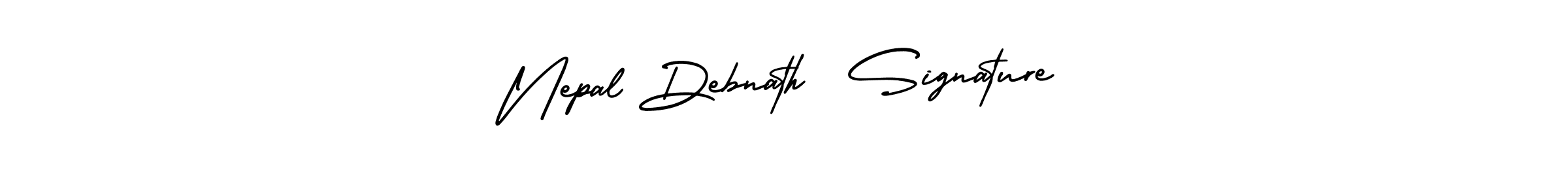 You should practise on your own different ways (AmerikaSignatureDemo-Regular) to write your name (Nepal Debnath  Signature) in signature. don't let someone else do it for you. Nepal Debnath  Signature signature style 3 images and pictures png