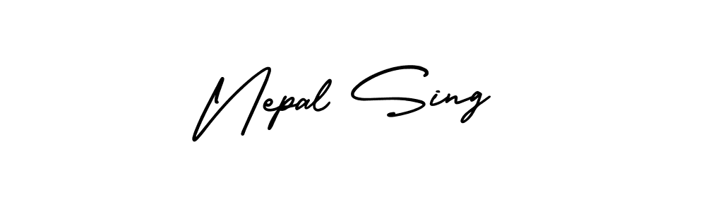 How to make Nepal Sing name signature. Use AmerikaSignatureDemo-Regular style for creating short signs online. This is the latest handwritten sign. Nepal Sing signature style 3 images and pictures png