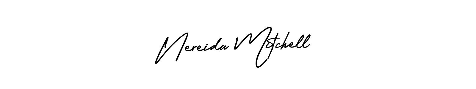 The best way (AmerikaSignatureDemo-Regular) to make a short signature is to pick only two or three words in your name. The name Nereida Mitchell include a total of six letters. For converting this name. Nereida Mitchell signature style 3 images and pictures png