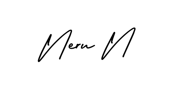 You should practise on your own different ways (AmerikaSignatureDemo-Regular) to write your name (Neru N) in signature. don't let someone else do it for you. Neru N signature style 3 images and pictures png