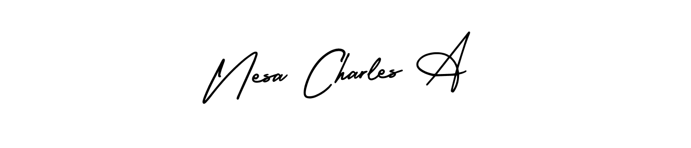 AmerikaSignatureDemo-Regular is a professional signature style that is perfect for those who want to add a touch of class to their signature. It is also a great choice for those who want to make their signature more unique. Get Nesa Charles A name to fancy signature for free. Nesa Charles A signature style 3 images and pictures png