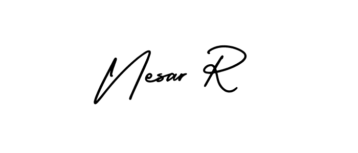 Make a beautiful signature design for name Nesar R. With this signature (AmerikaSignatureDemo-Regular) style, you can create a handwritten signature for free. Nesar R signature style 3 images and pictures png