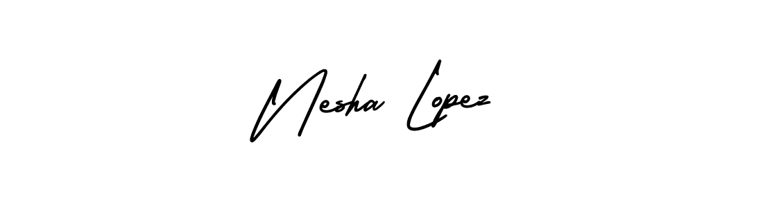 This is the best signature style for the Nesha Lopez name. Also you like these signature font (AmerikaSignatureDemo-Regular). Mix name signature. Nesha Lopez signature style 3 images and pictures png