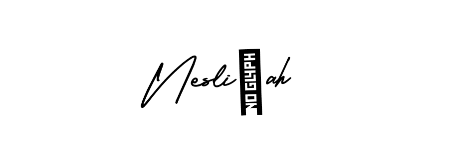 Neslişah stylish signature style. Best Handwritten Sign (AmerikaSignatureDemo-Regular) for my name. Handwritten Signature Collection Ideas for my name Neslişah. Neslişah signature style 3 images and pictures png