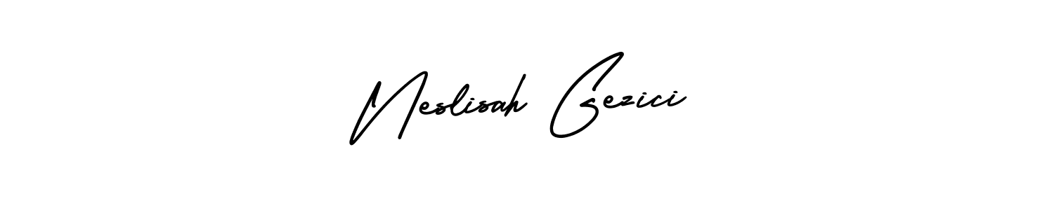 if you are searching for the best signature style for your name Neslisah Gezici. so please give up your signature search. here we have designed multiple signature styles  using AmerikaSignatureDemo-Regular. Neslisah Gezici signature style 3 images and pictures png