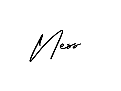 Ness stylish signature style. Best Handwritten Sign (AmerikaSignatureDemo-Regular) for my name. Handwritten Signature Collection Ideas for my name Ness. Ness signature style 3 images and pictures png